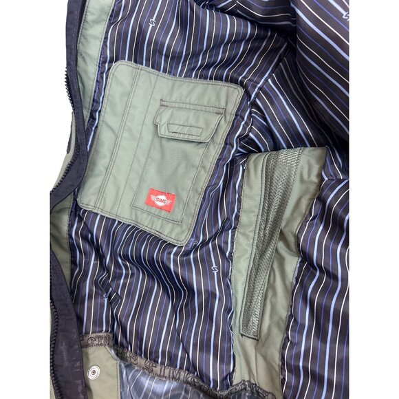 Sims Men’s S Snowboarding Jacket Army Green Black Hooded Grunge Full Zip - Picture 5 of 14